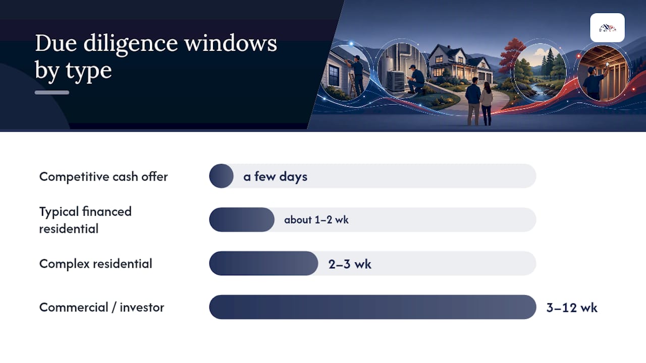 Diagram showing due diligence period lengths by transaction type