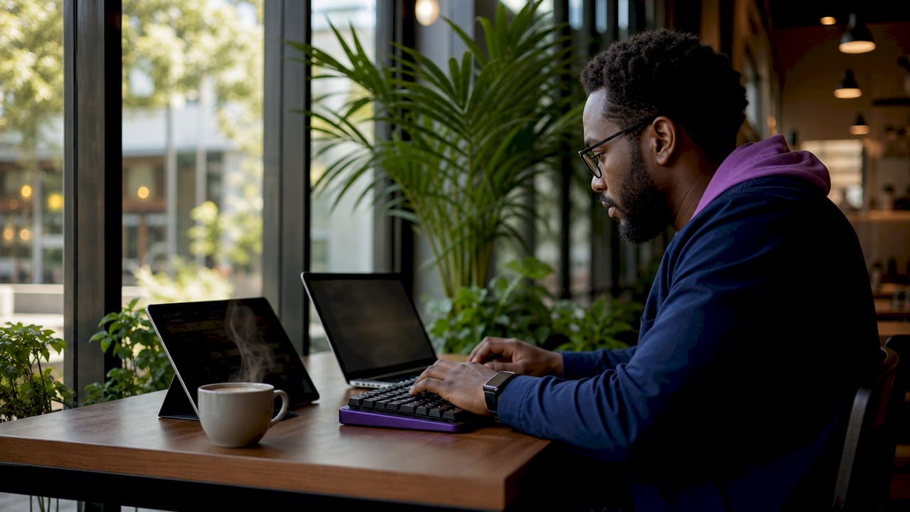 Hands typing on keyboard for pipeline monitoring