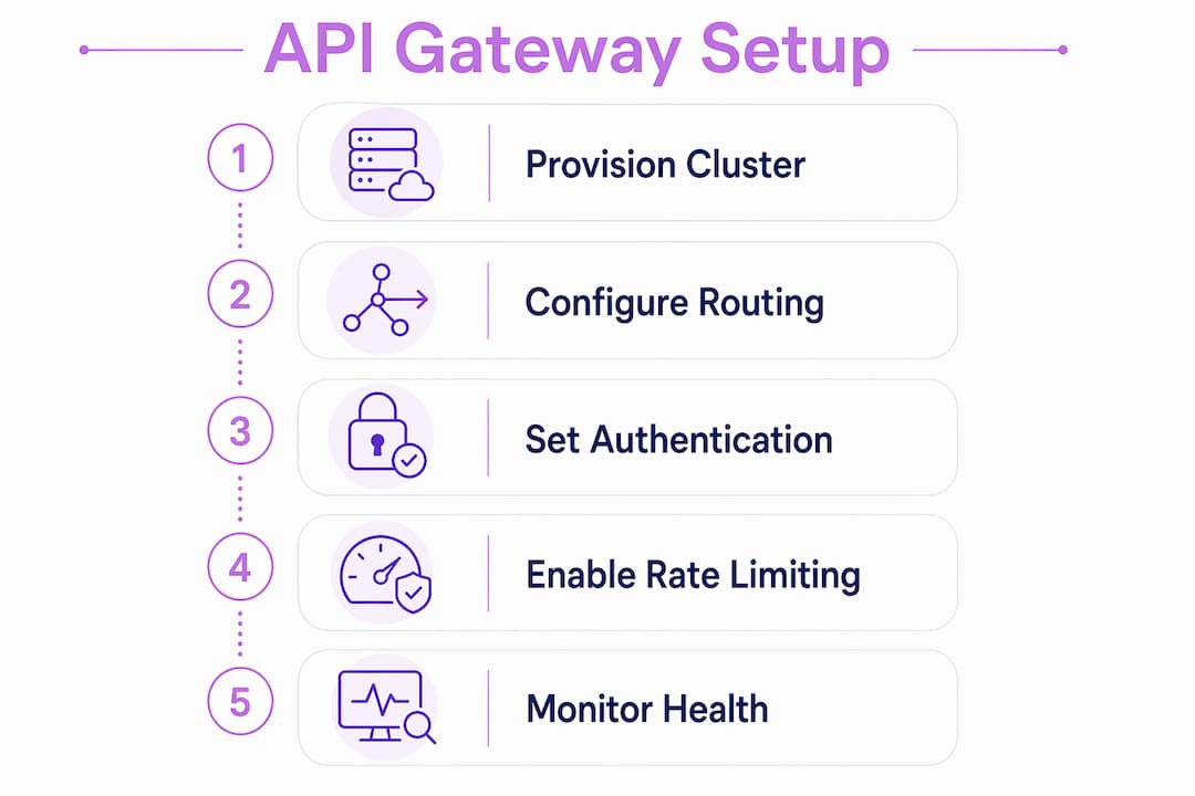 Infographic outlining API gateway setup steps
