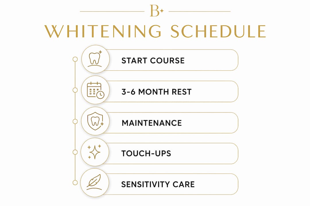 Infographic illustrating recommended teeth whitening schedule