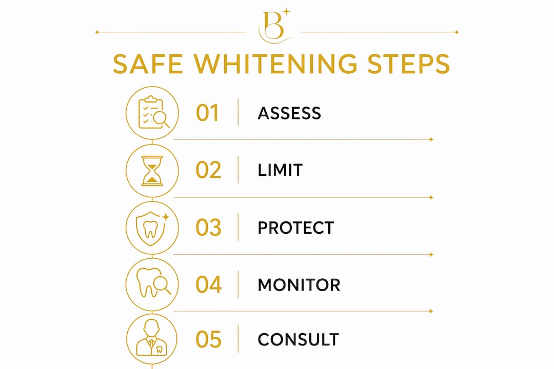Infographic showing safe teeth whitening steps