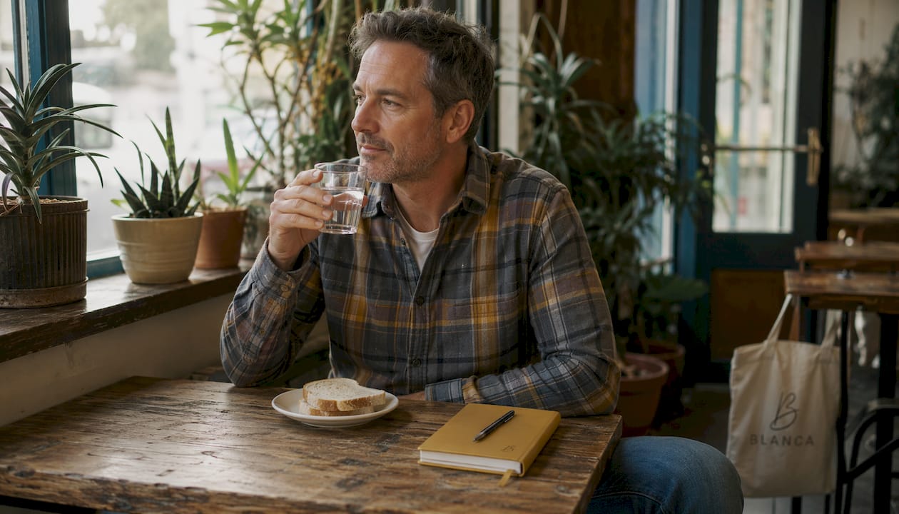 Man waiting to eat after teeth whitening treatment