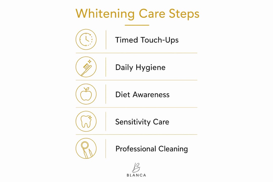 Infographic outlining whitening care steps
