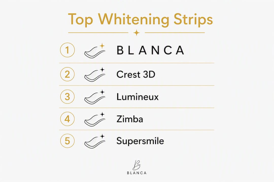 Infographic showing ranked top whitening strips products