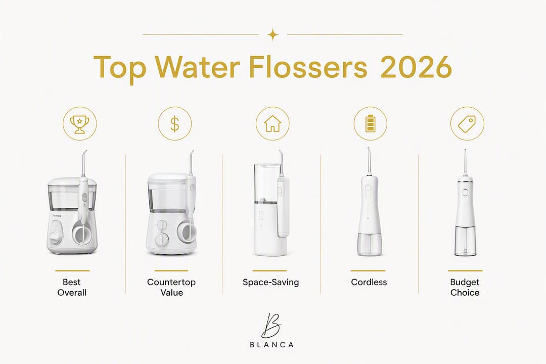 Infographic ranking top water flosser models