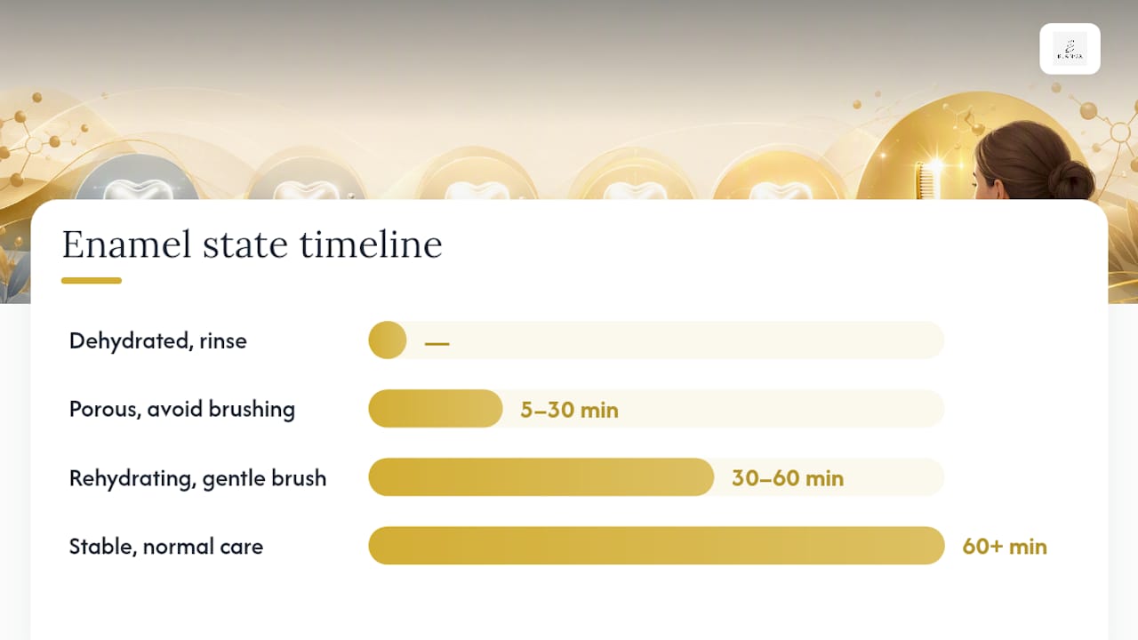 Diagram showing enamel state over time after whitening strips