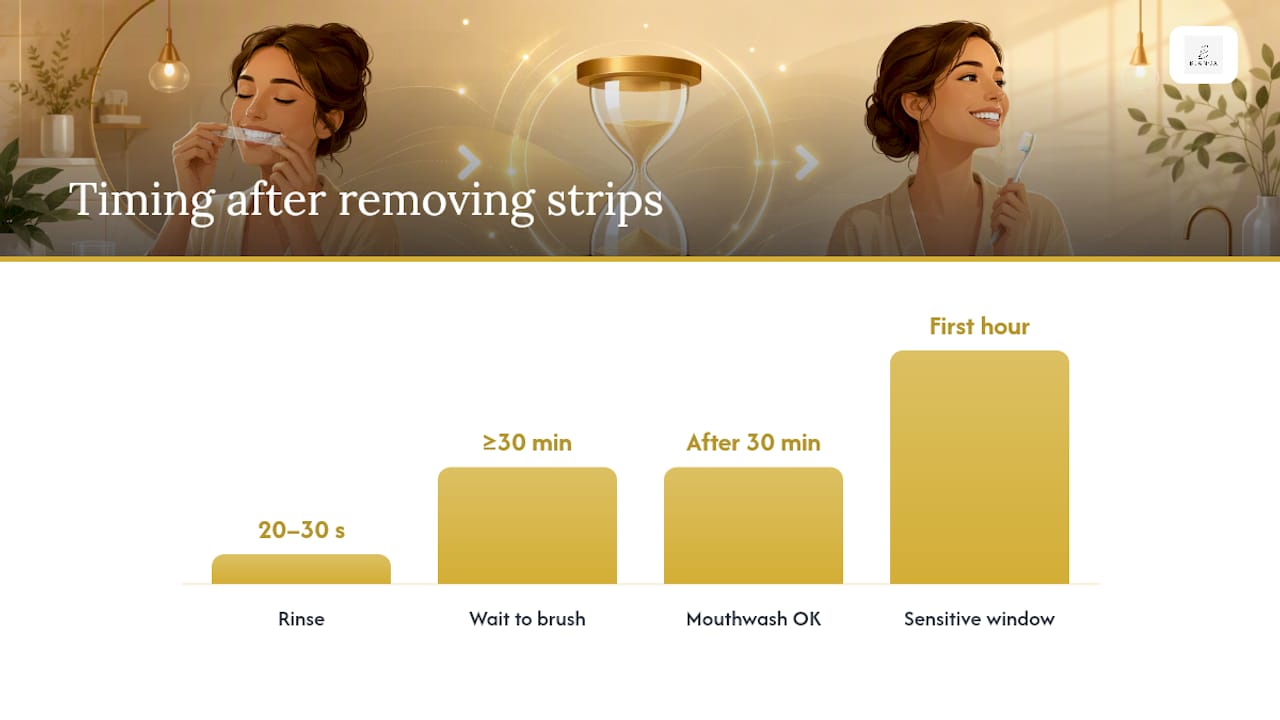 What to do right after removing whitening strips — overview diagram