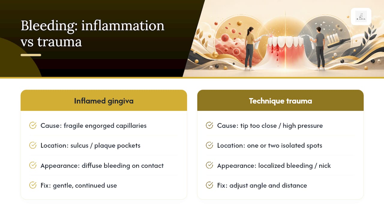 Inflamed tissue versus mechanical gum trauma