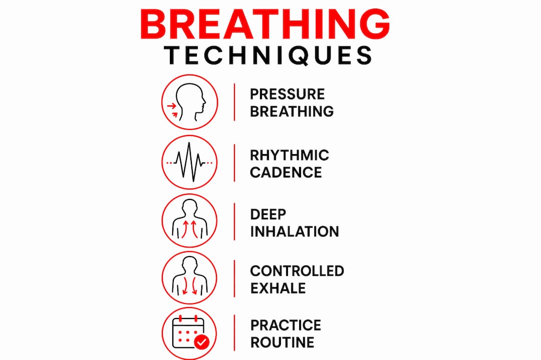 Infographic illustrating breathing techniques for trekking