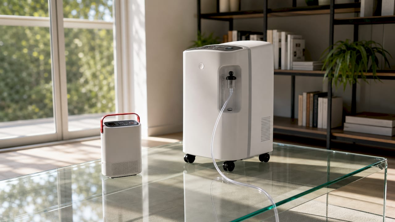 Pulse dose and continuous flow portable oxygen devices