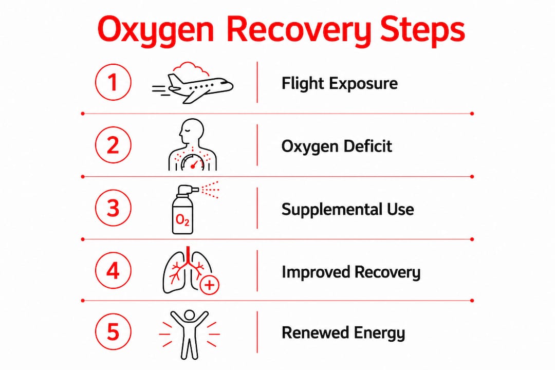 Infographic showing oxygen use steps in travel recovery