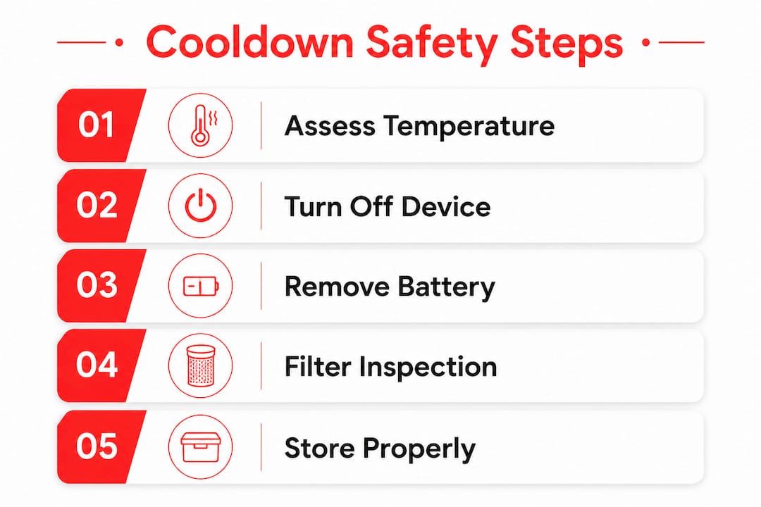 Infographic outlining steps for safe portable oxygen cooldown