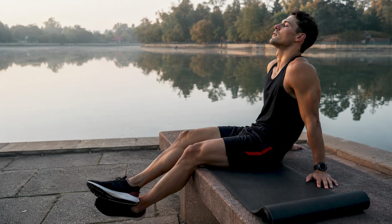Athlete's legs recovering after exercise