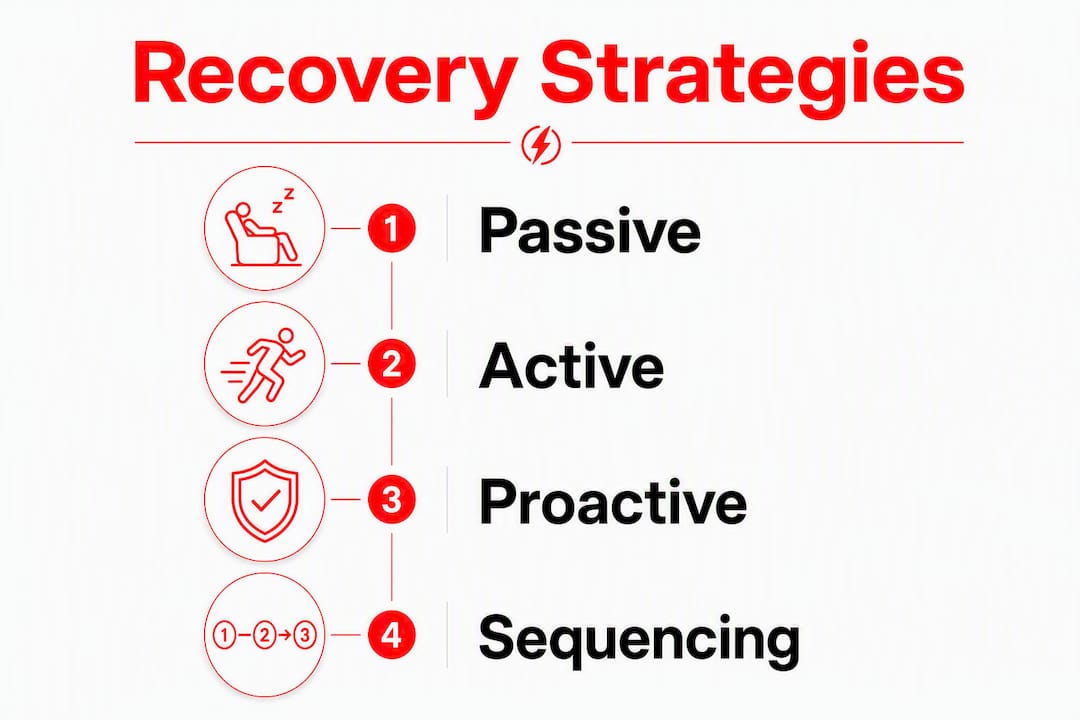 Infographic showing recovery strategy categories as vertical flow