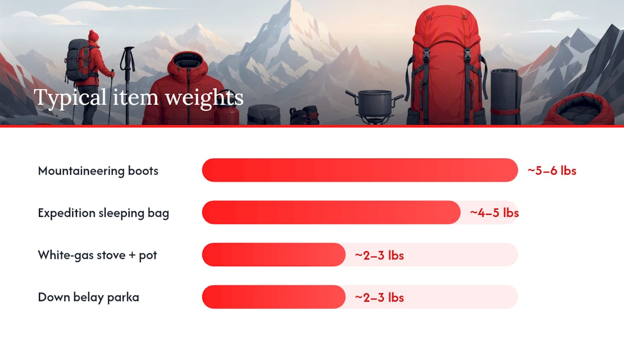 Diagram prioritizing survival gear by importance and weight
