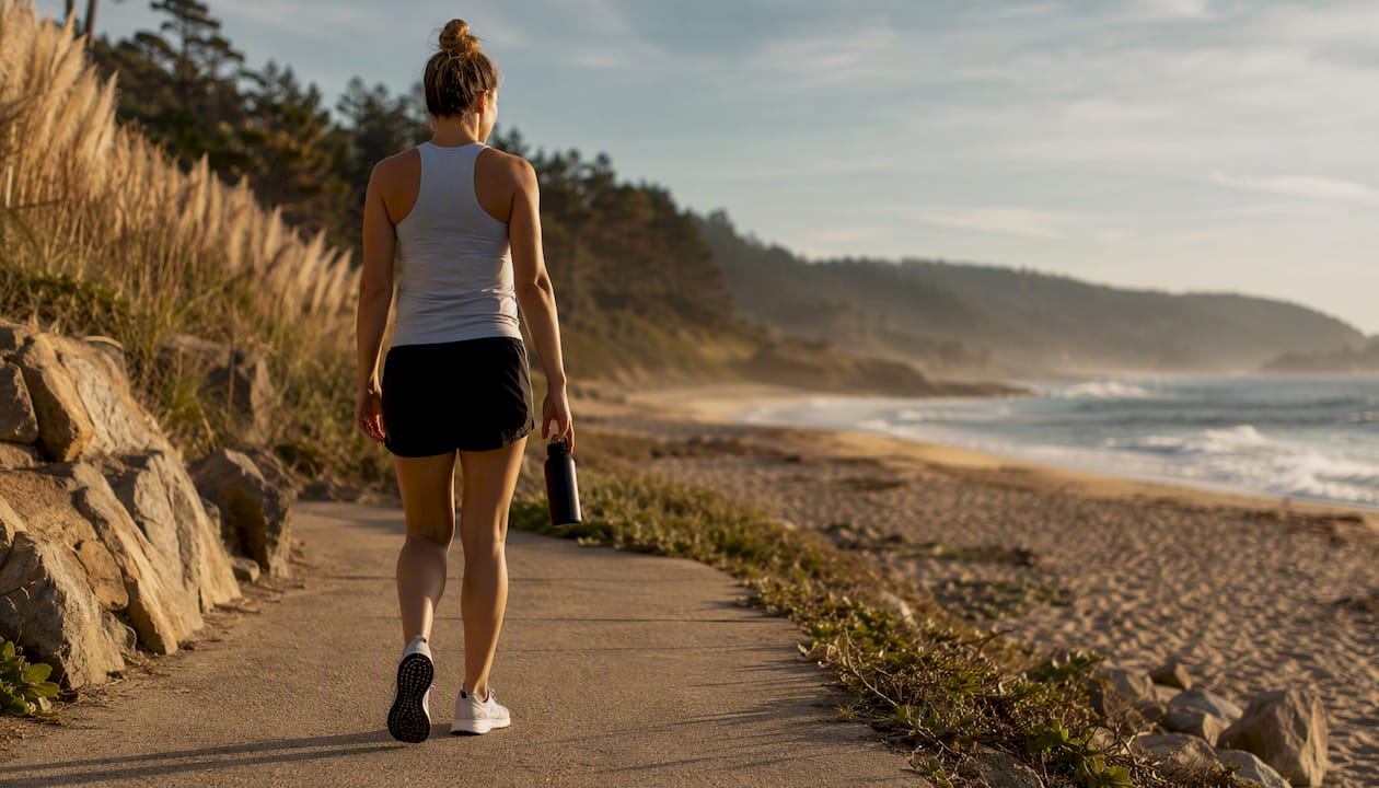 Person walking outdoors for mental recovery
