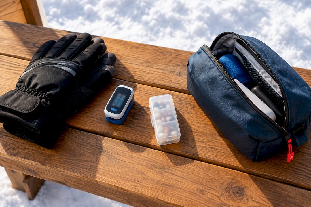 Altitude kit with oximeter and medication