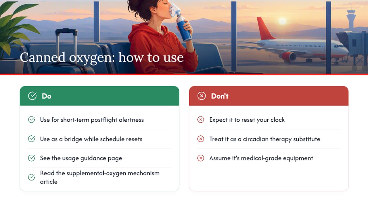 Where Does Canned Oxygen Fit Into a Jet Lag Recovery Plan? — overview diagram