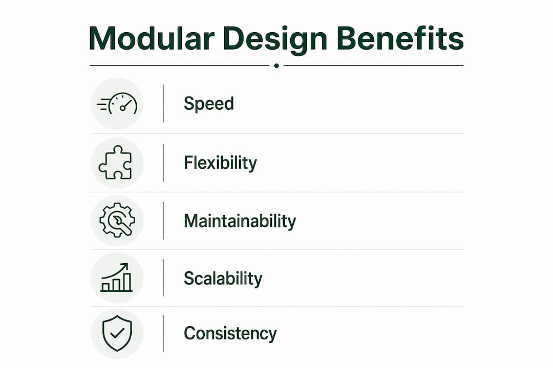 Infographic listing benefits of modular web design