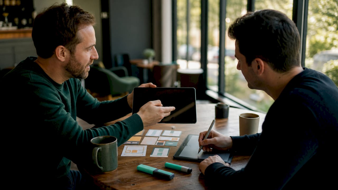 Developers collaborating on modular website