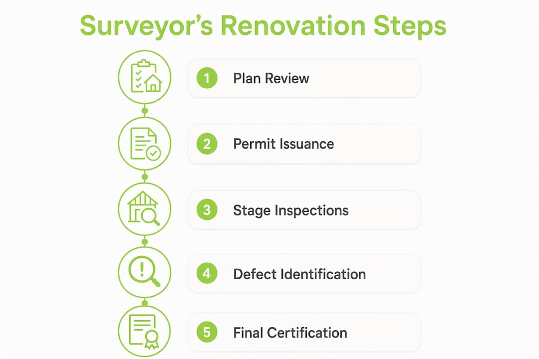 Infographic showing building surveyor renovation steps