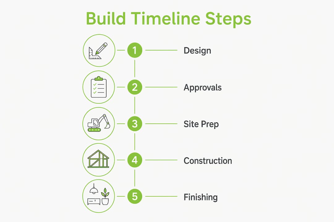 Infographic showing custom home build steps