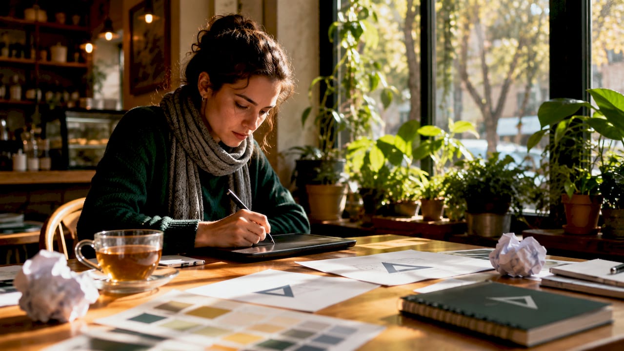 Designer creating consistent branding materials