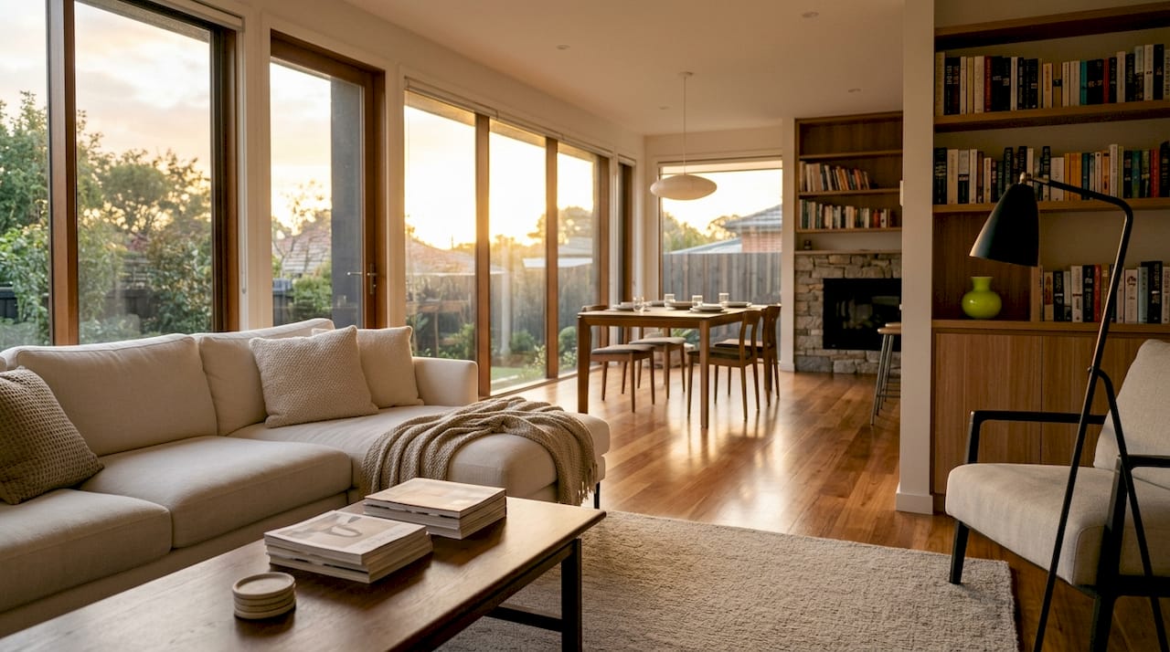 Overhead view of spatial zoning in luxury living area