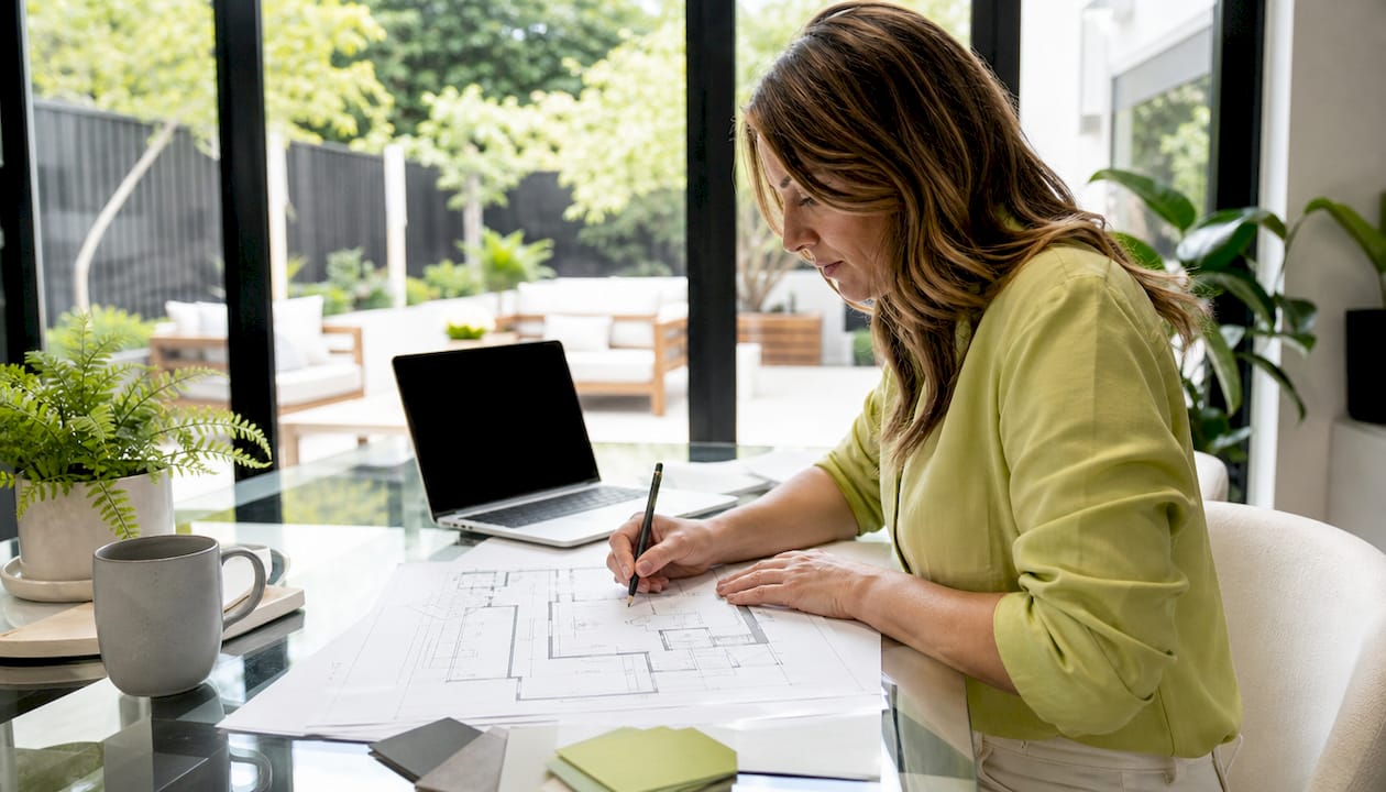 Architect planning open plan functional zones