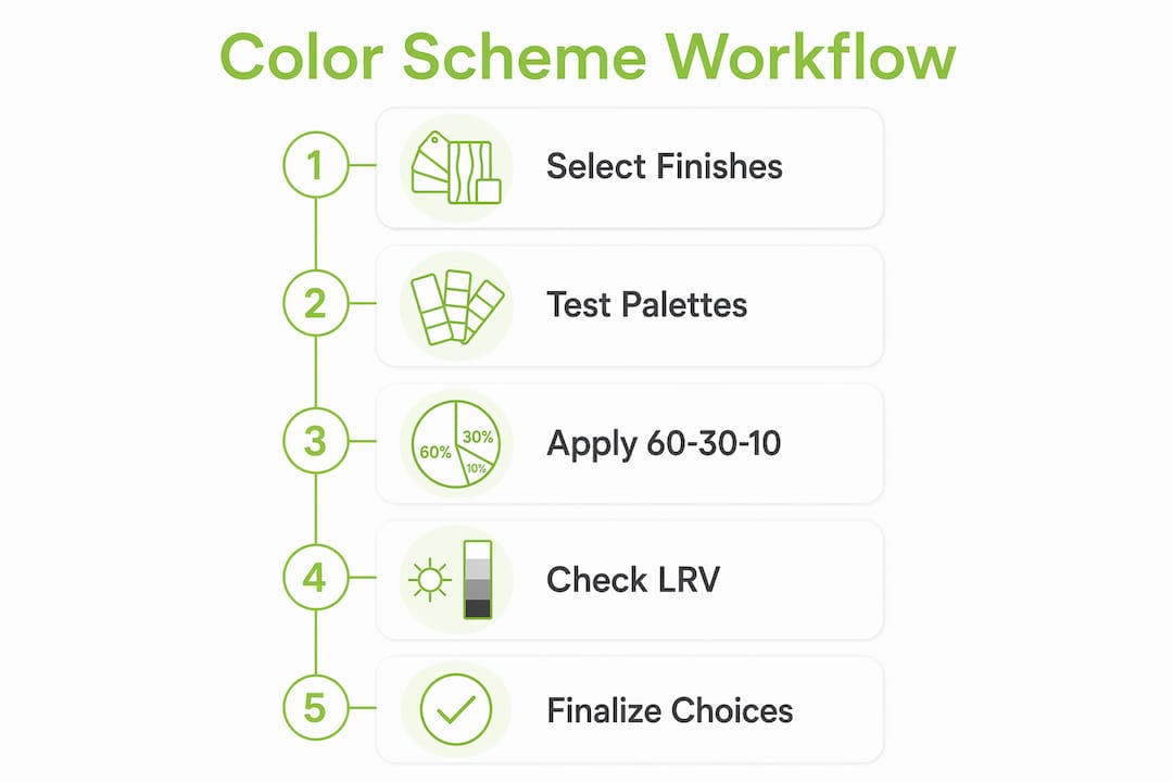 Infographic illustrating color scheme design steps