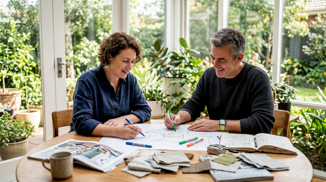 Couple preparing custom home design brief