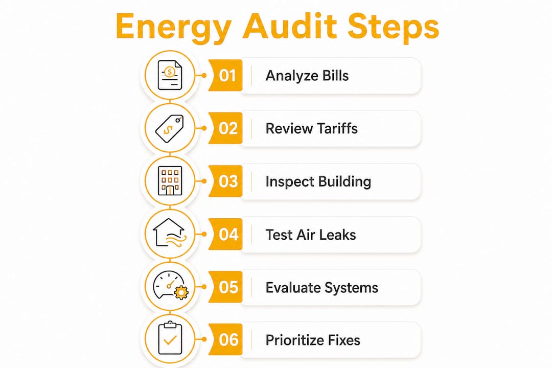 Infographic listing home energy audit steps