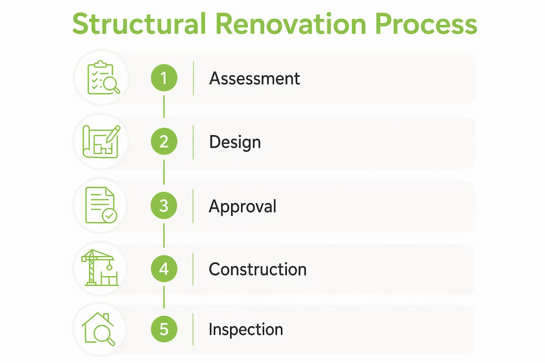 Infographic showing structural renovation process stages