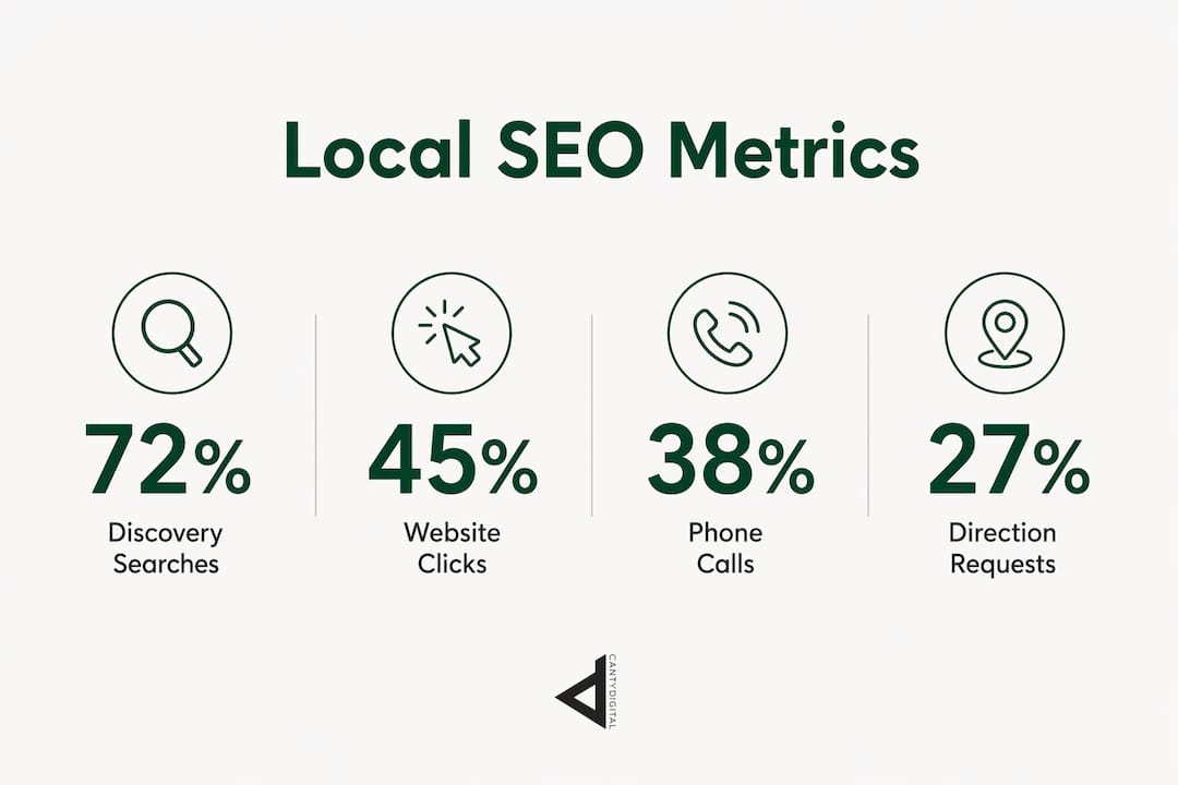 Infographic showing key local SEO ROI metrics