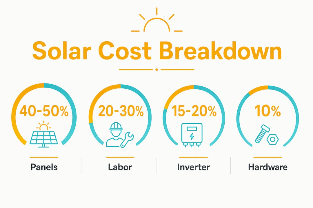 Infographic illustrating main solar installation cost components