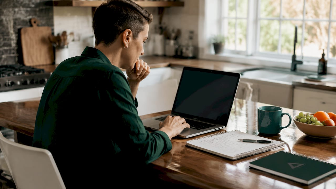 Overhead view of link building workspace