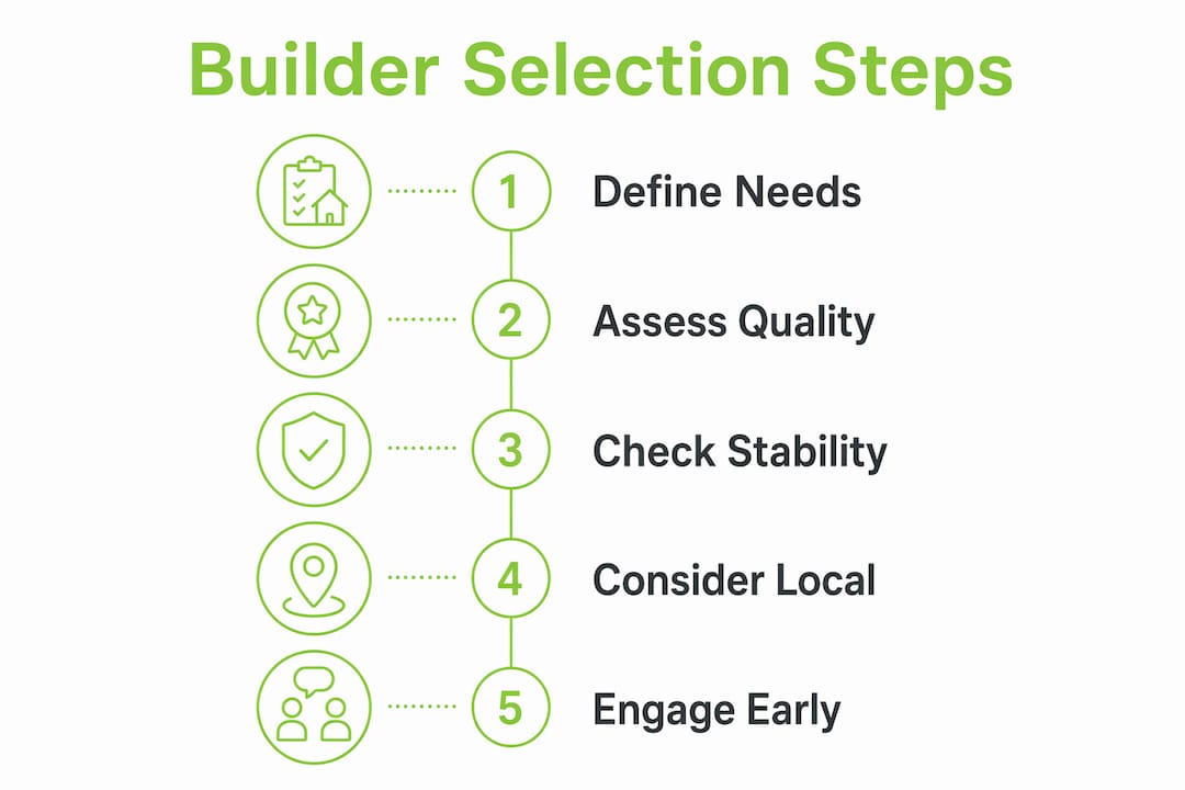 Infographic showing steps to choose residential builder