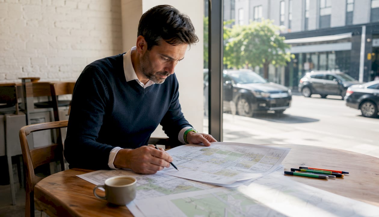 Urban planner reviewing residential development plans