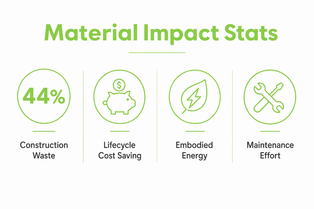 Infographic showing key material impact statistics