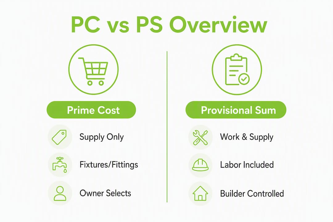 Infographic comparing prime cost sums and provisional sums