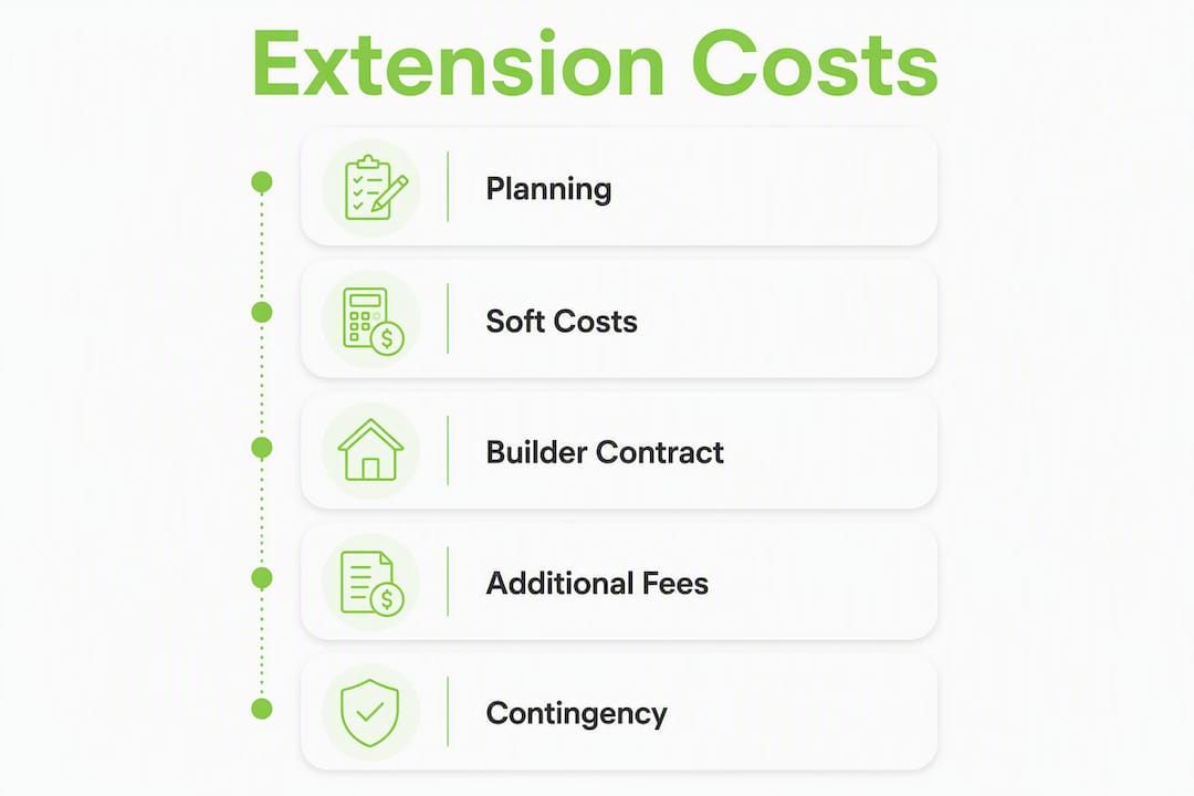 Infographic showing stages of home extension costs