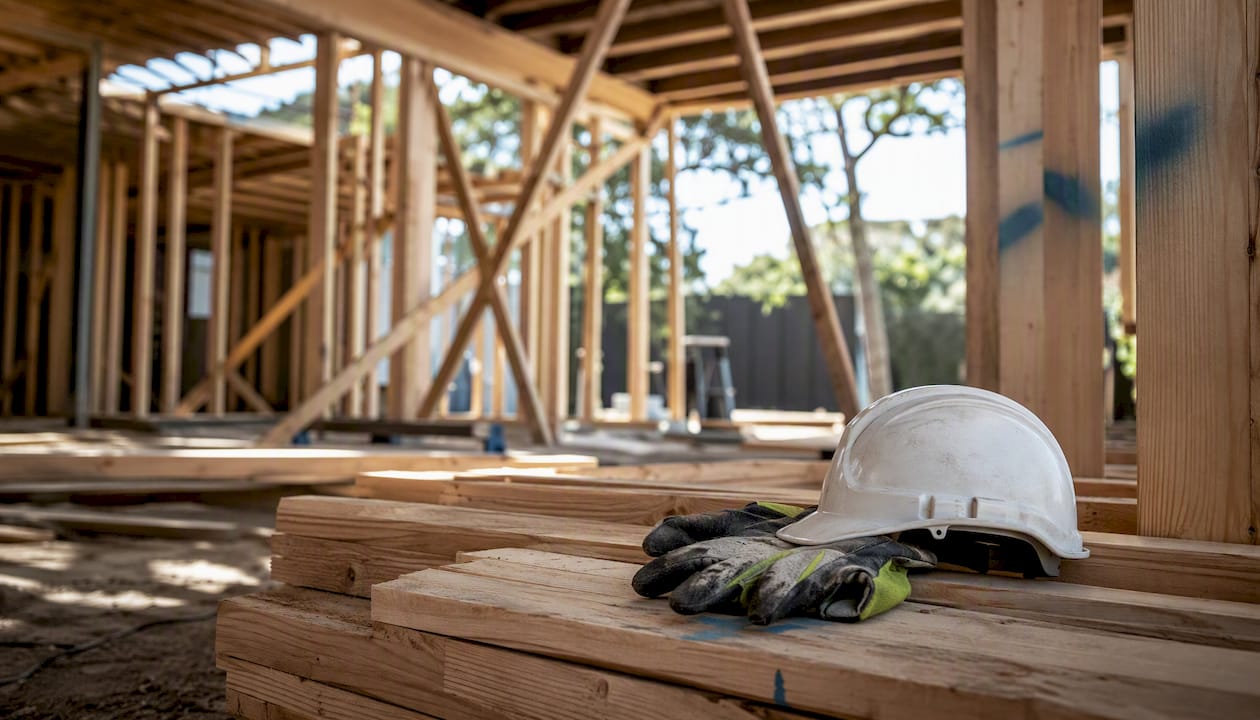 Mid-build residential construction site in Melbourne