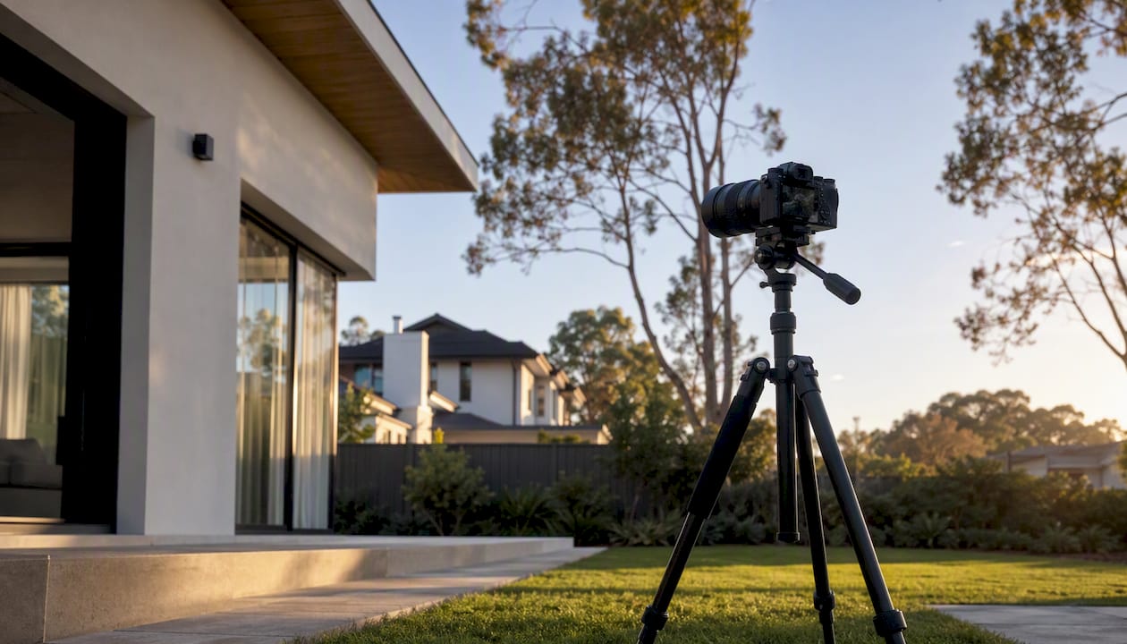Photographer documenting residential site for permit
