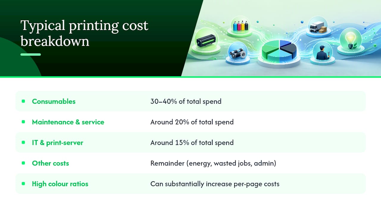 Office printing cost breakdown chart