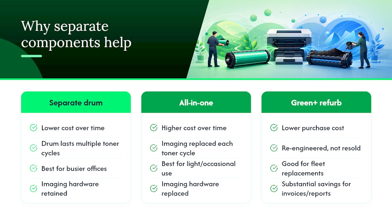 Why I recommend separate components for busier offices — overview diagram