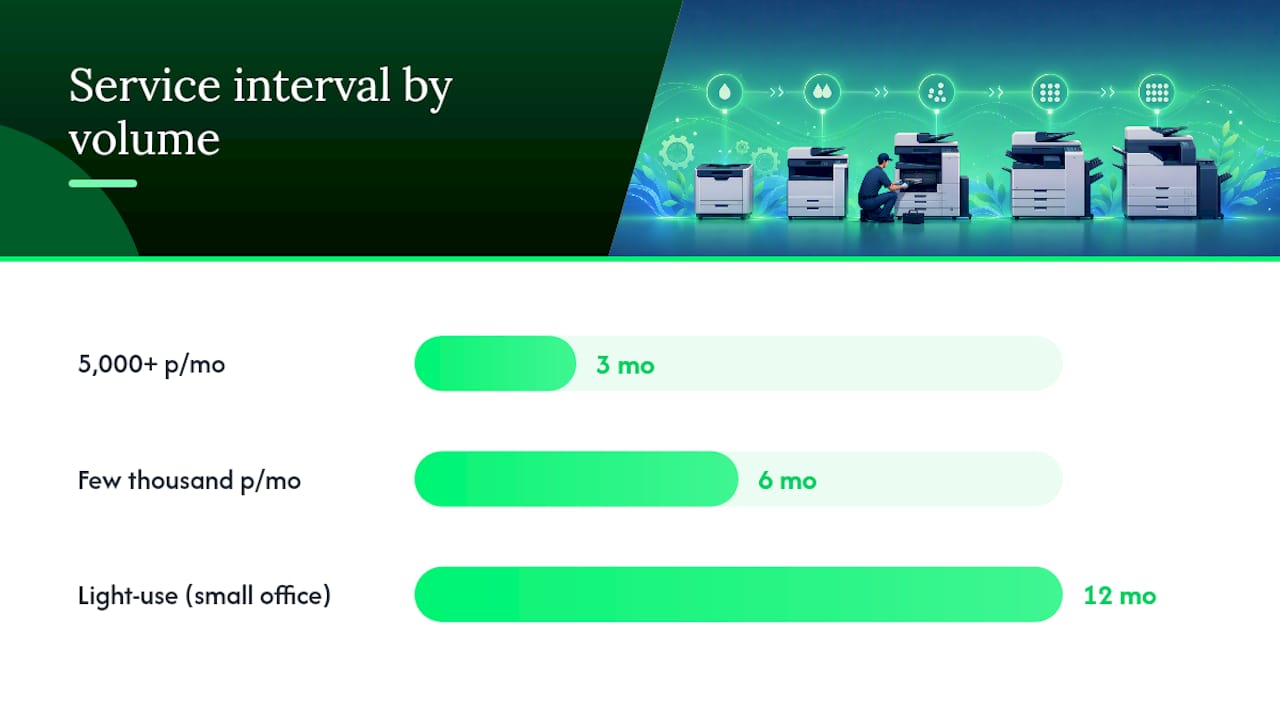 How often should a technician service your printers? — overview diagram