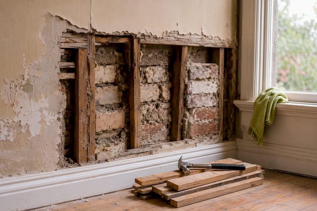 Heritage wall opened to reveal hidden structure