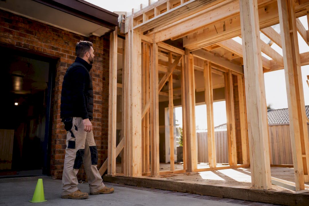 Builder inspecting a Melbourne home extension