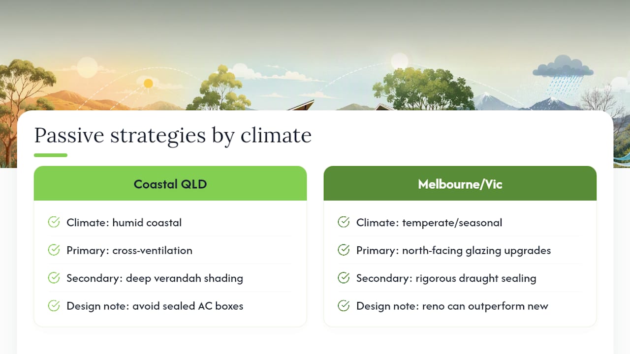 Passive design strategies by Australian climate