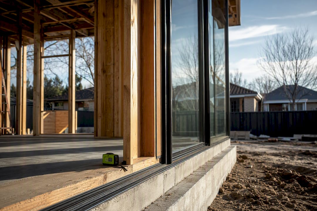 Architectural home construction with exposed structure